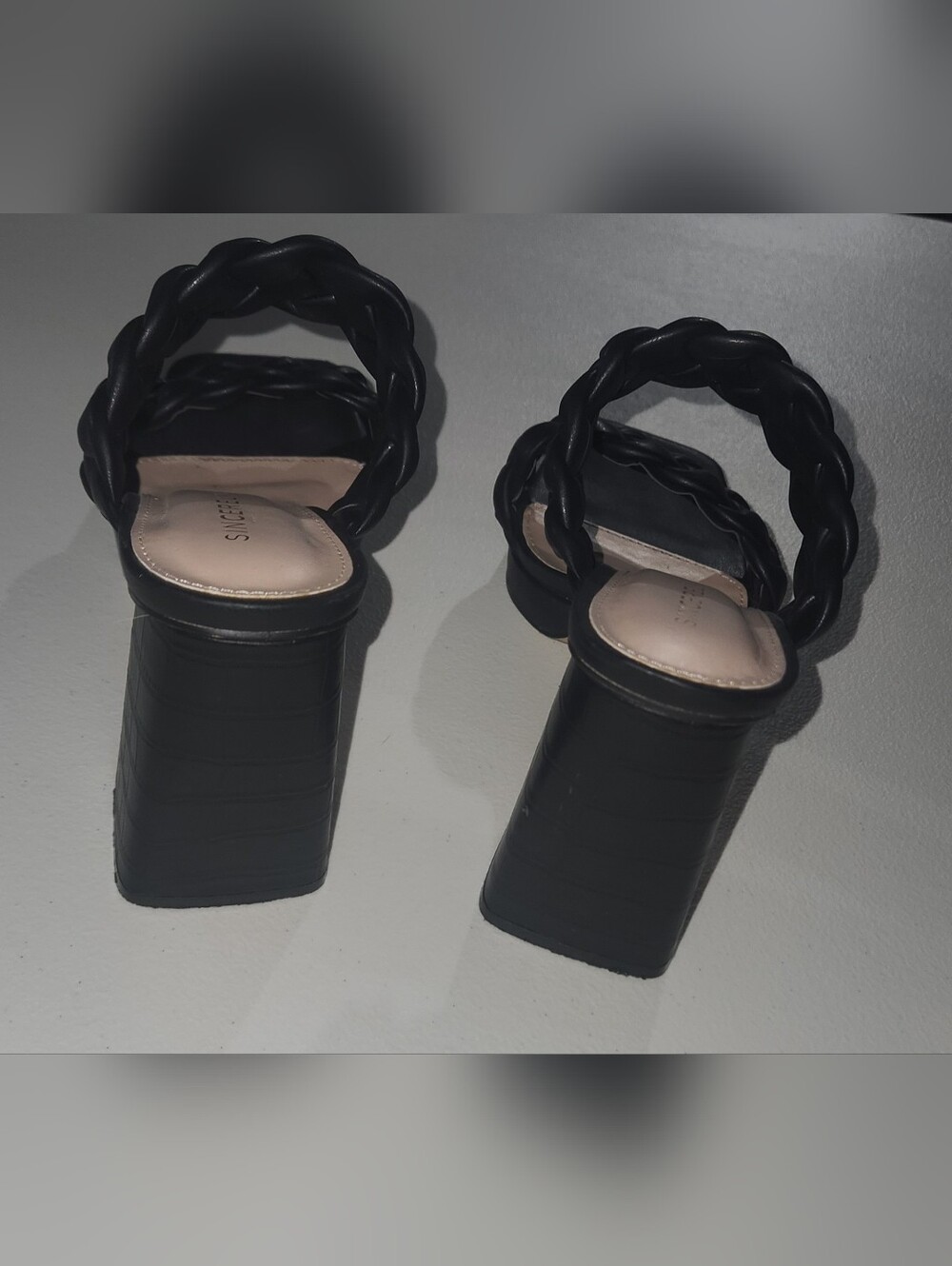 Sincerly Jules Black Braided Strap Block Heels Size 7.5 - Picture 6 of 7